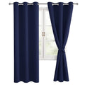 Hiasan Blackout Curtains For Bedroom And Living Room, Light Blocking, Noise Reducing Window Curtain Panels, Tiebacks Included, Set Of 2, Grommet Top (Navy Blue, Width 38 Inch X Length 72 Inch)