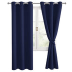 Hiasan Blackout Curtains For Bedroom And Living Room, Light Blocking, Noise Reducing Window Curtain Panels, Tiebacks Included, Set Of 2, Grommet Top (Navy Blue, Width 38 Inch X Length 72 Inch)