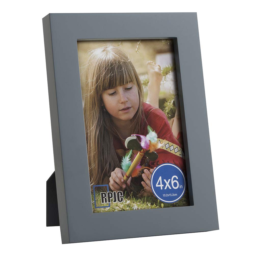 RPJC 4x6 Picture Frames Made of Solid Wood High Definition Glass for Table Top Display and Wall Mounting Photo Frame Grey