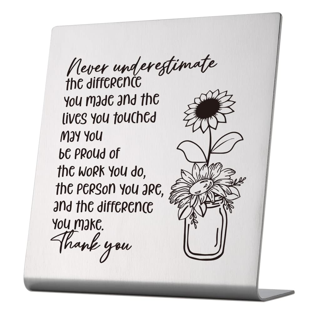 Thank You Gift for Women, Coworker, Friends, Teacher, Retirement Gifts for Coworker, Women, Desk Table Shelf Sign Decor, Inspira