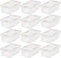 IRIS USA 7 Quarts Plastic Storage Container Bin with Latching Lid, 12 Pack, Nestable Box Tote Closet Game Organization Teacher T