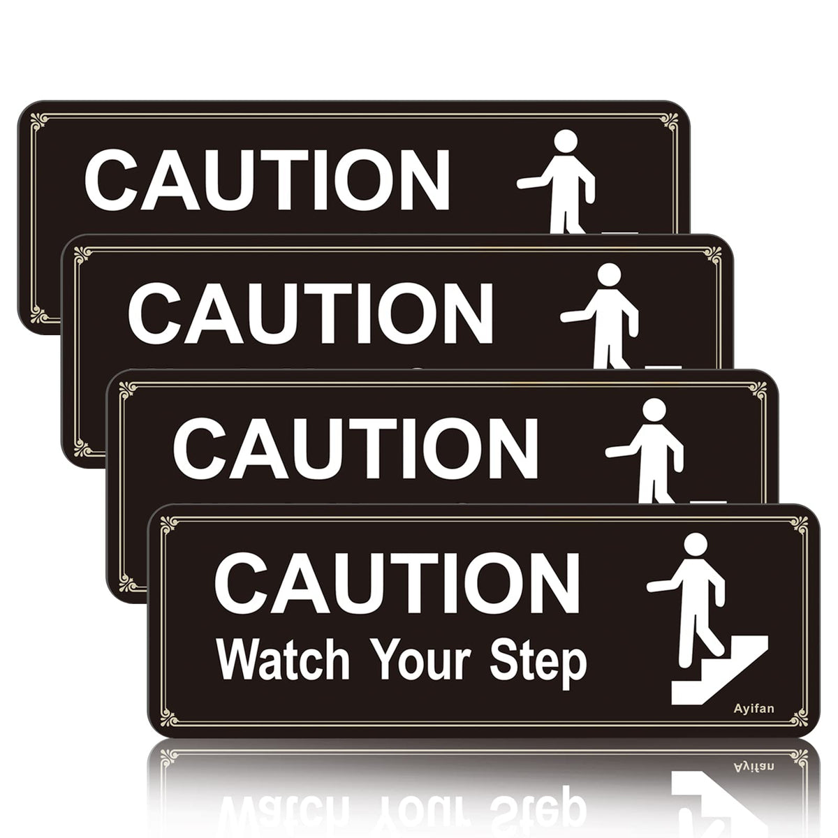 4 Pack Authorized Personnel Only Sign,Self-Adhesive For Home And Business Acrylic With Symbols 9'X3' Black Gold Easy To Mounti