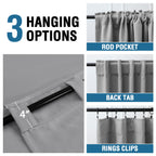 H.Versailtex Blackout Curtains Thermal Insulated Window Treatment Panels Room Darkening Blackout Drapes For Living Room Back Tab/Rod Pocket Bedroom Draperies (2 Panels, Grey, 42 X 84 Inch)