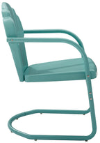 Crosley Furniture Tulip 2-Piece Outdoor Chair Set, Retro Metal Patio Chairs For Dining, Porch, Deck, Balcony, Pastel Blue Satin