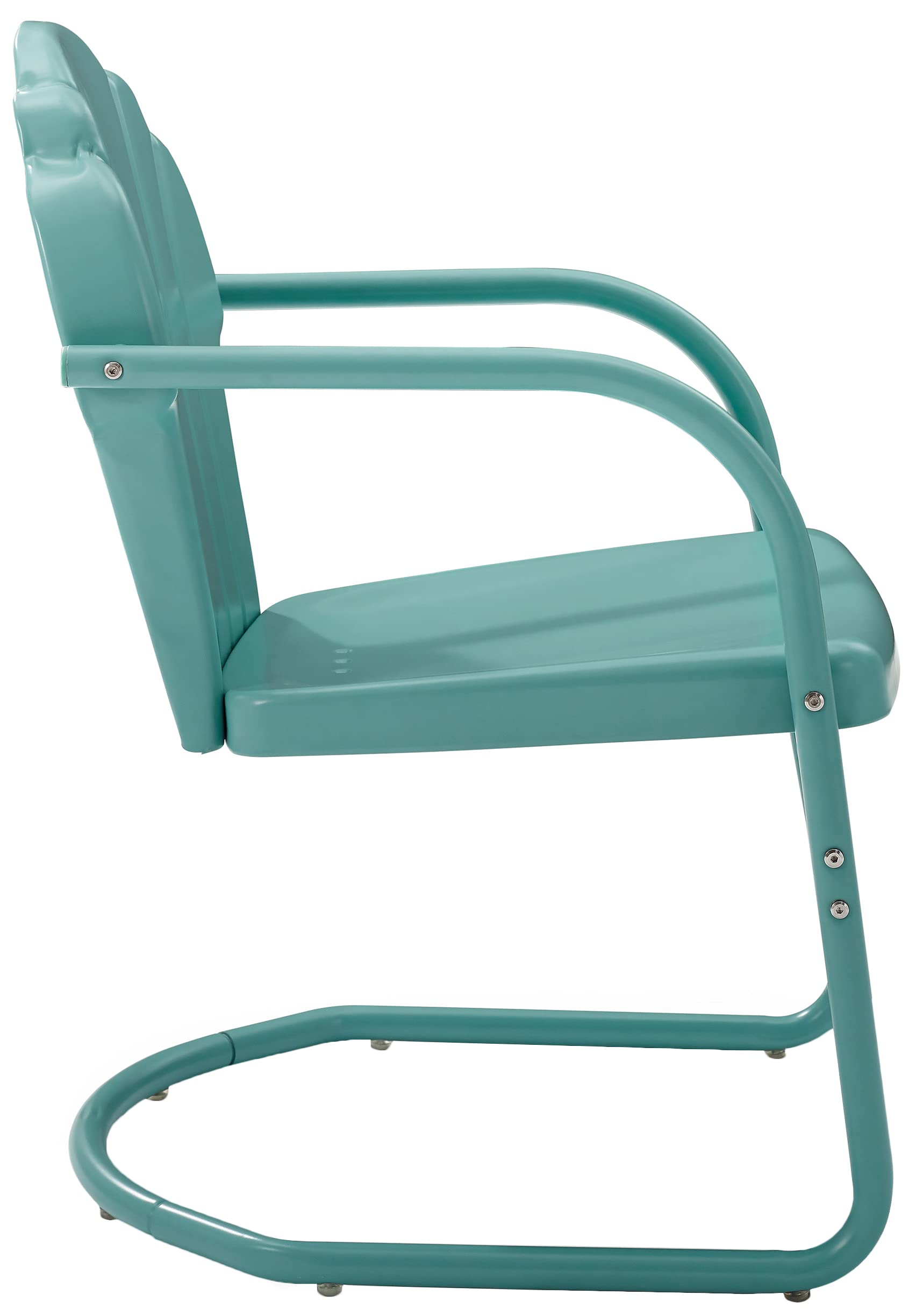 Crosley Furniture Tulip 2-Piece Outdoor Chair Set, Retro Metal Patio Chairs For Dining, Porch, Deck, Balcony, Pastel Blue Satin