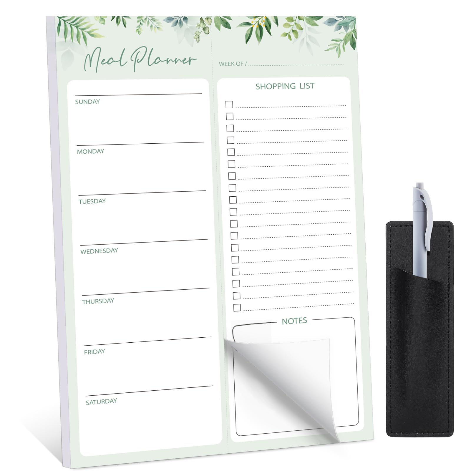 Meal Planner For Fridge With Pen Holder, 60 Sheets 7X10 ' ' Magnetic Meal Planner And Grocery List Undated Weekly Meal Planner W