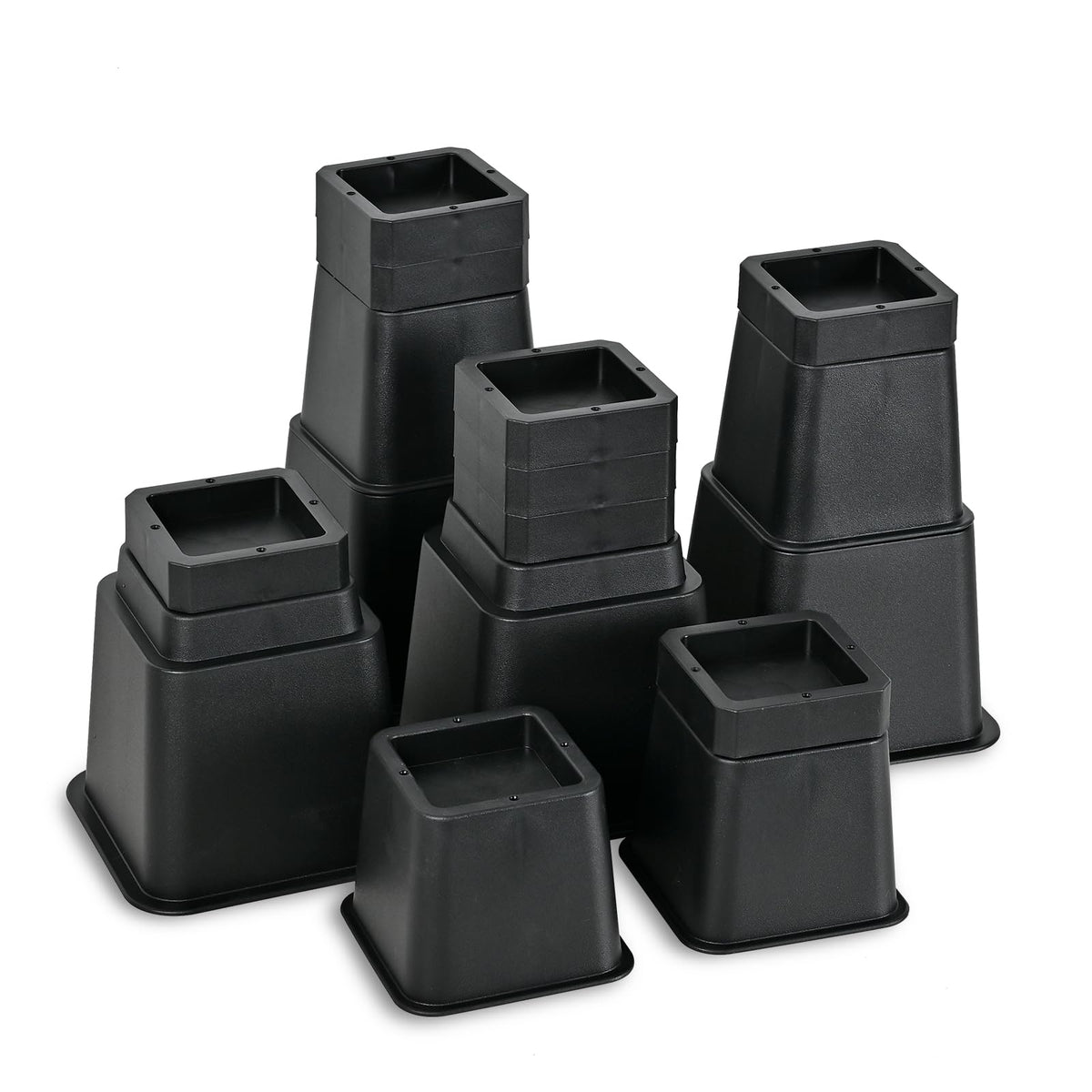 16 Pcs Adjustable Bed Risers 3, 5 Or 8 Inch Heavy Duty, Furniture Risers Elevation In Heights 3, 4, 5, 6, 7, 8, 9 Or 10 Inch For