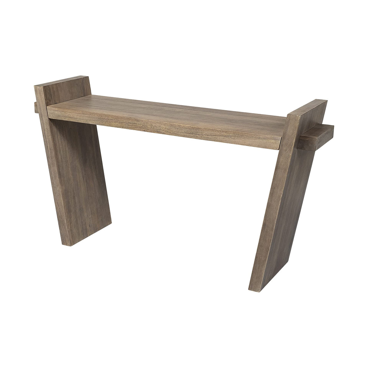 HomeRoots Indian Mango Wood Medium Brown Solid Mango Wood Finish Console Table with Slanted Base Design