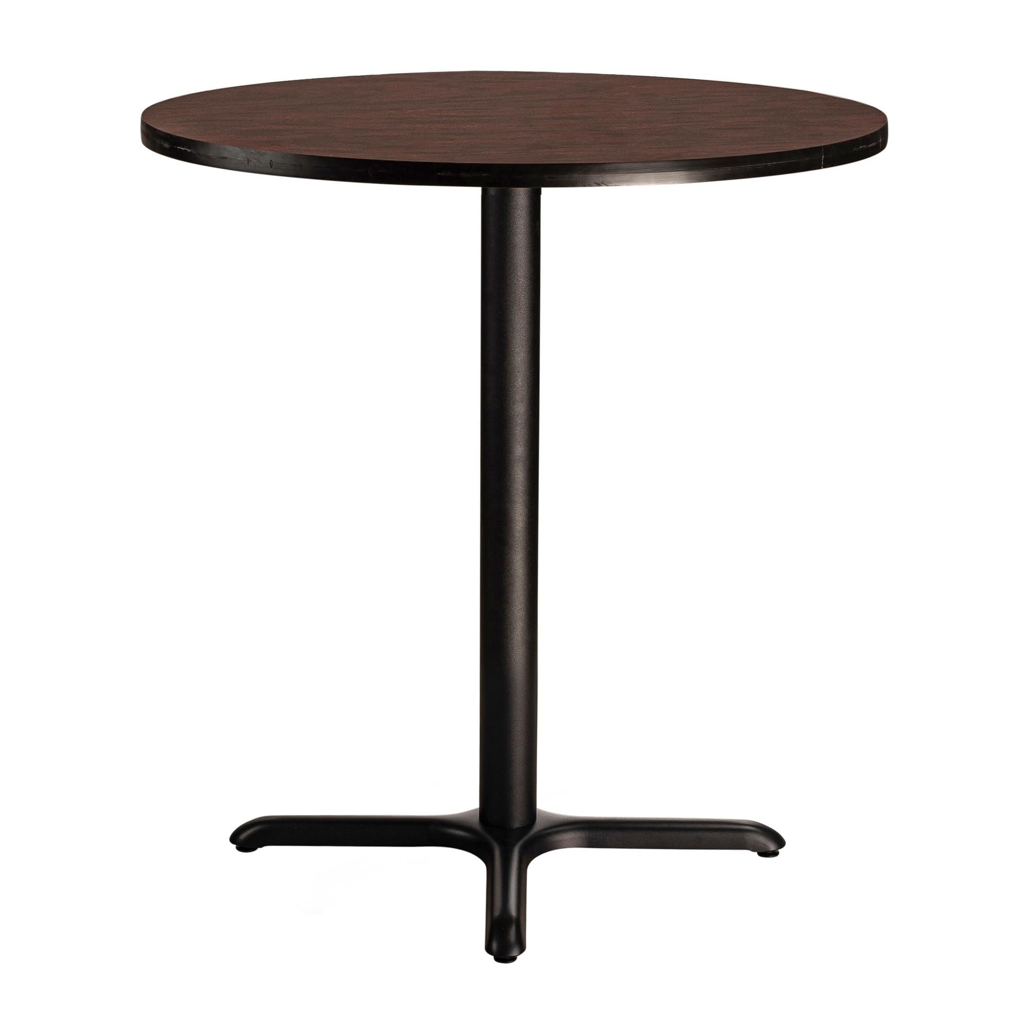 National Public Seating Nps 36' Round Cafe Table With X Base, 36' Height, Particleboard Core/T-Mold, Mahogany Top, Black Frame