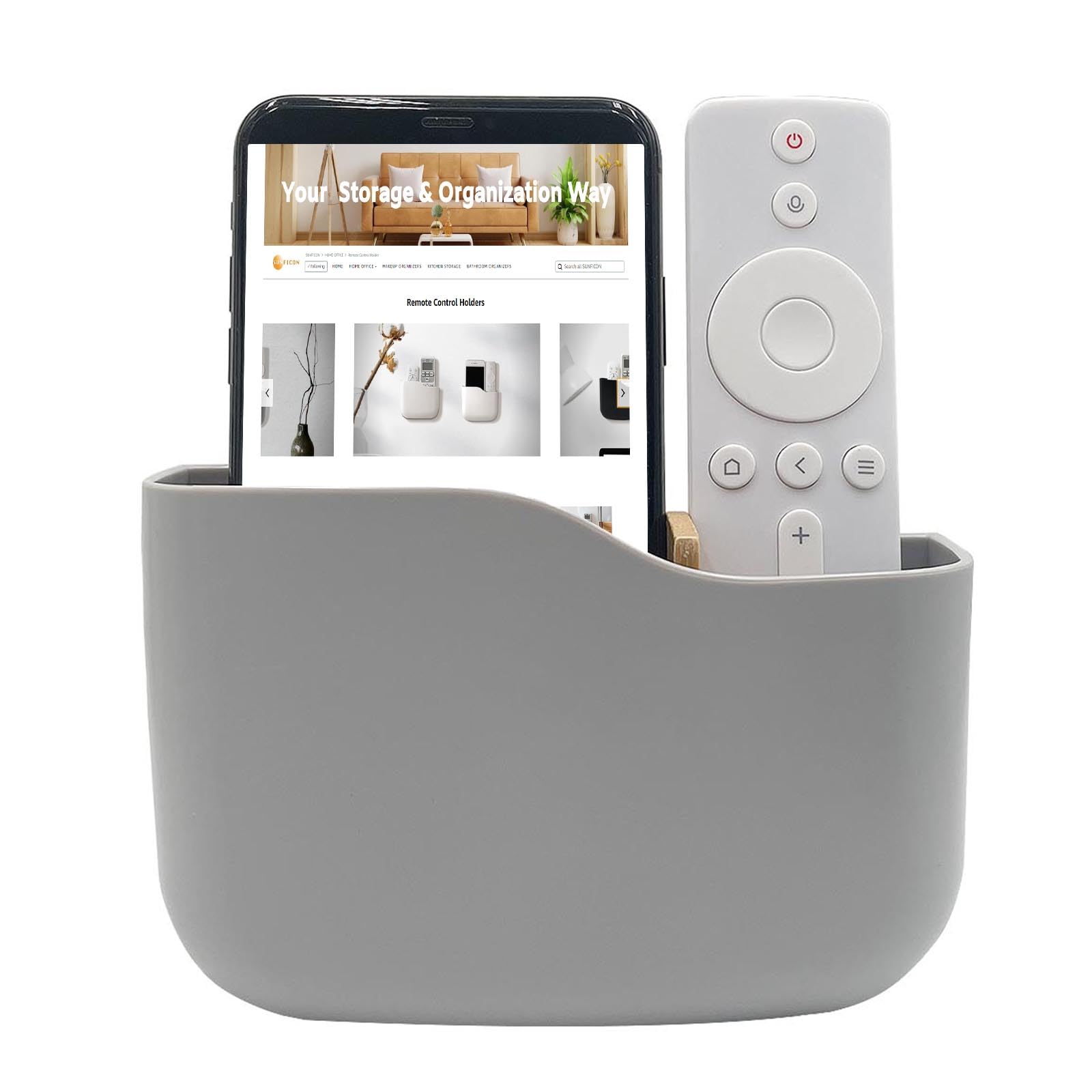 Sunficon Adhesive Remote Control Holder Universal Tv Remote Organizer Caddy Box Tray Wall Mount Media Player Controller Holder H