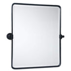 20 X 24  Farmhouse Black Metal Framed Pivot Rectangle Bathroom Mirror Rounded Rectangluar Tilting Beveled Vanity Mirrors For Wal