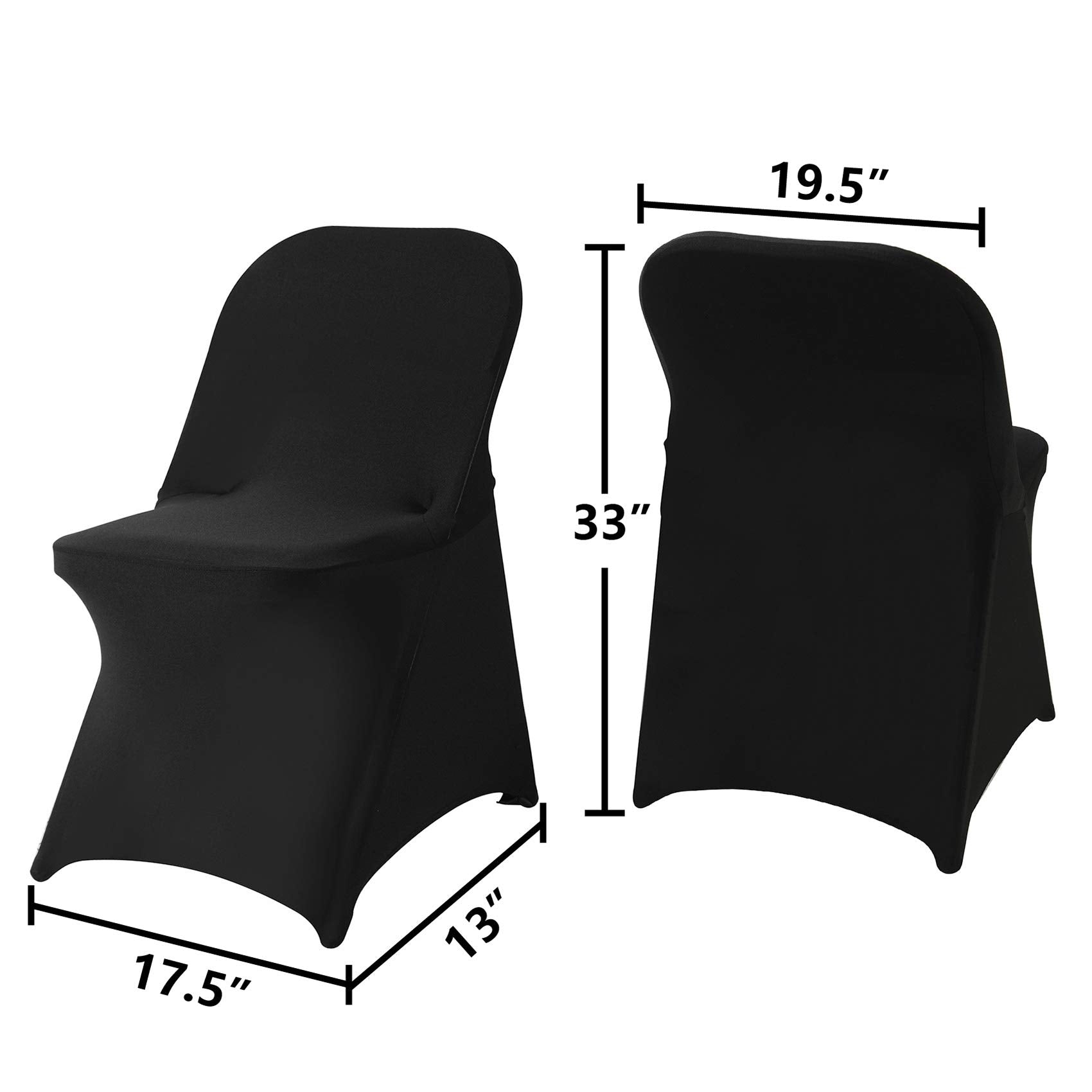 Ascoza 20 Pack Black Spandex Folding Chair Covers In Stretch Washable Fabric For Wedding, Party,Holidays,Celebration And Other Special Events