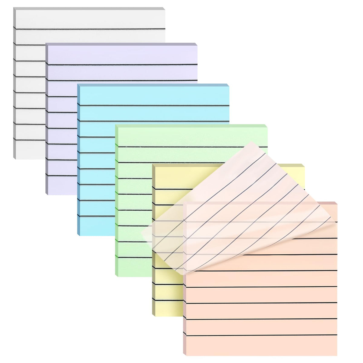 3X3 Inch Transparent Sticky Notes 300 Sheets, Clear Translucent Lined Self-Adhesive Memo Repositionable Reminder Pad For Office,