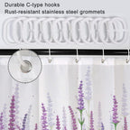 Ruelvth Stall Shower Curtain, Purple Lavender Shower Curtain For Bathroom Waterproof Fabric Spring Plants Floral Rv Shower Curta