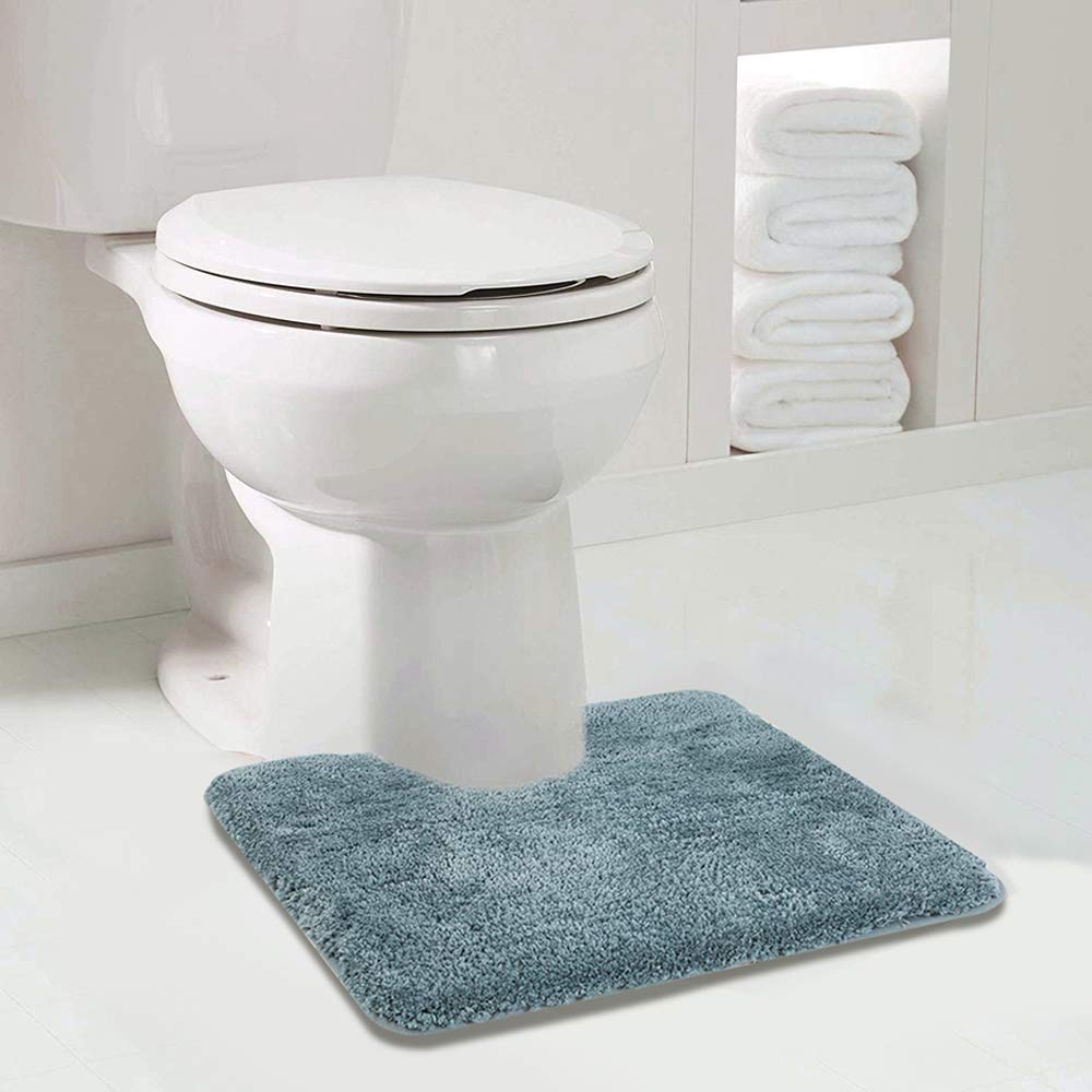 Walensee Bathroom Contour Rug (20x24, Slate) Non Slip Bath Mat for Bathroom Water Absorbent Soft Microfiber Shaggy Bathroom Mat 