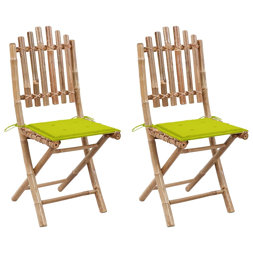 Vidaxl 2 X Folding Garden Chairs With Cushion Dining Chair Folding Chair Garden Chairs Balcony Chair Patio Chair Garden Furniture Bamboo