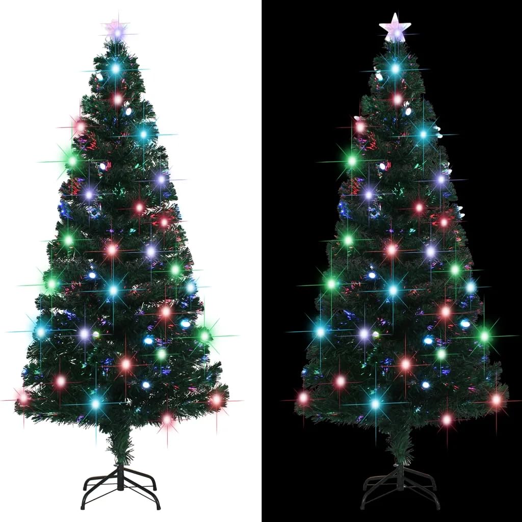 vidaXL Artificial Christmas Tree with Stand/LED 59.1&quot; Fiber Optic