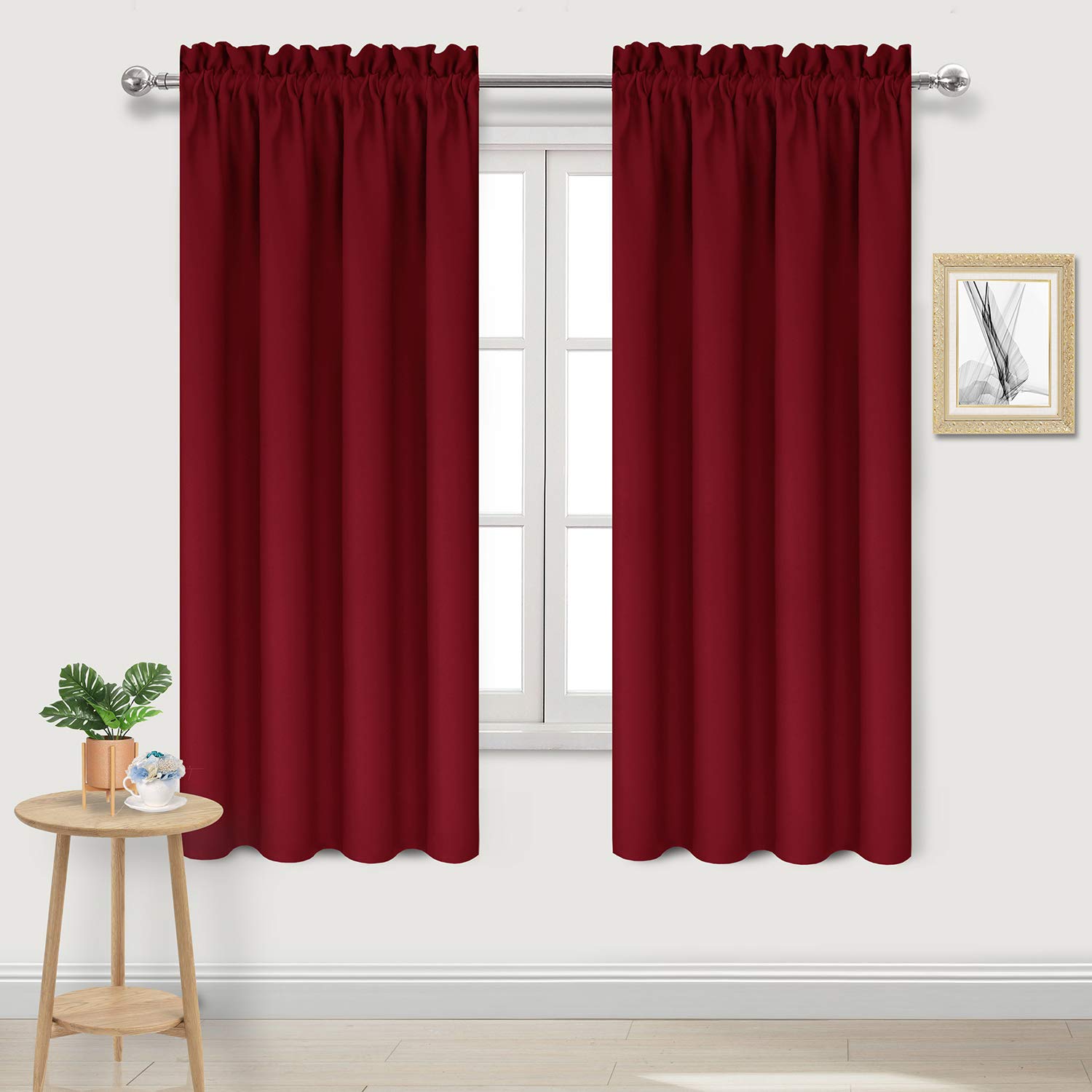 Dwcn Burgundy Room Darkening Blackout Curtains - Thermal Insulated Privacy Energy Saving Window Curtain Drapes 38 X 72 Inch Leng
