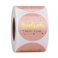 Wrapaholic Handmade Business Gift Sticker - Pink With Gold Foil Sticker For Shopping Small Shop Handmade - 2 X 2 Inch 500 Total