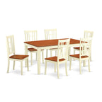 East West Furniture NICO7-WHI-W 7 Piece Room Furniture Set Consist of a Rectangle Kitchen Table with Butterfly Leaf and 6 Dining Chairs, 36x66 Inch