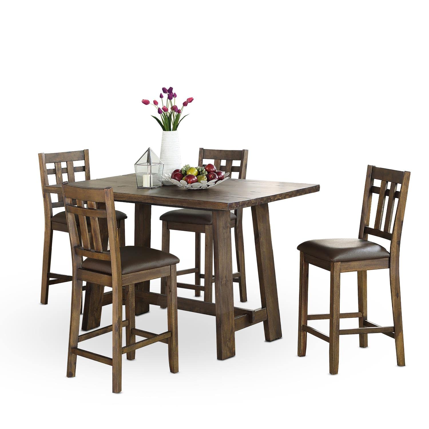 Steve Silver Furniture Saranac 5-Piece Dining Set, Acacia and Mango Hardwood Solids, Dining Room, Kitchen, Rectangular Dining Table Set for Home, 59.5'L x 36&quot; W x 36&quot; H, Brown