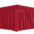 Biscaynebay Wrap Around Bed Skirts For Queen Beds With Short Drop Of 12', Red Adjustable Elastic Dust Ruffles Easy Fit Wrinkle