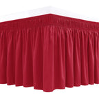Biscaynebay Wrap Around Bed Skirts For Queen Beds With Short Drop Of 12', Red Adjustable Elastic Dust Ruffles Easy Fit Wrinkle