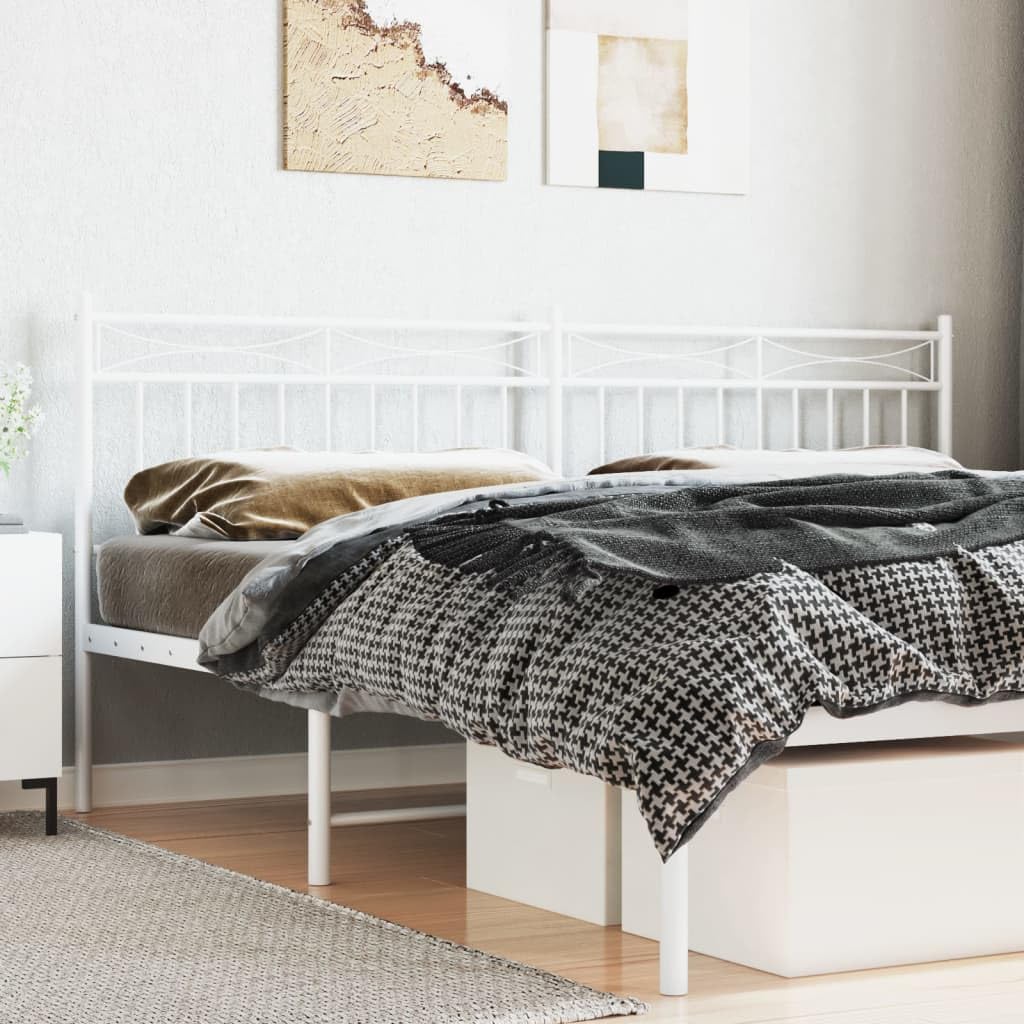 vidaXL White Metal Headboard for Beds - Classic Design, Strong Steel Construction, Back Support, 70.9&quot; Mattress Width