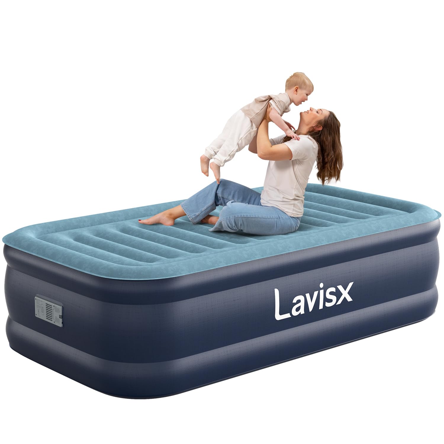 Lavisx Twin Air Mattress 18    With Built In Pump, 3 Mins Fast Inflation Auto Stop Luxury Blow Up Mattress Comfort Air Bed, Colc