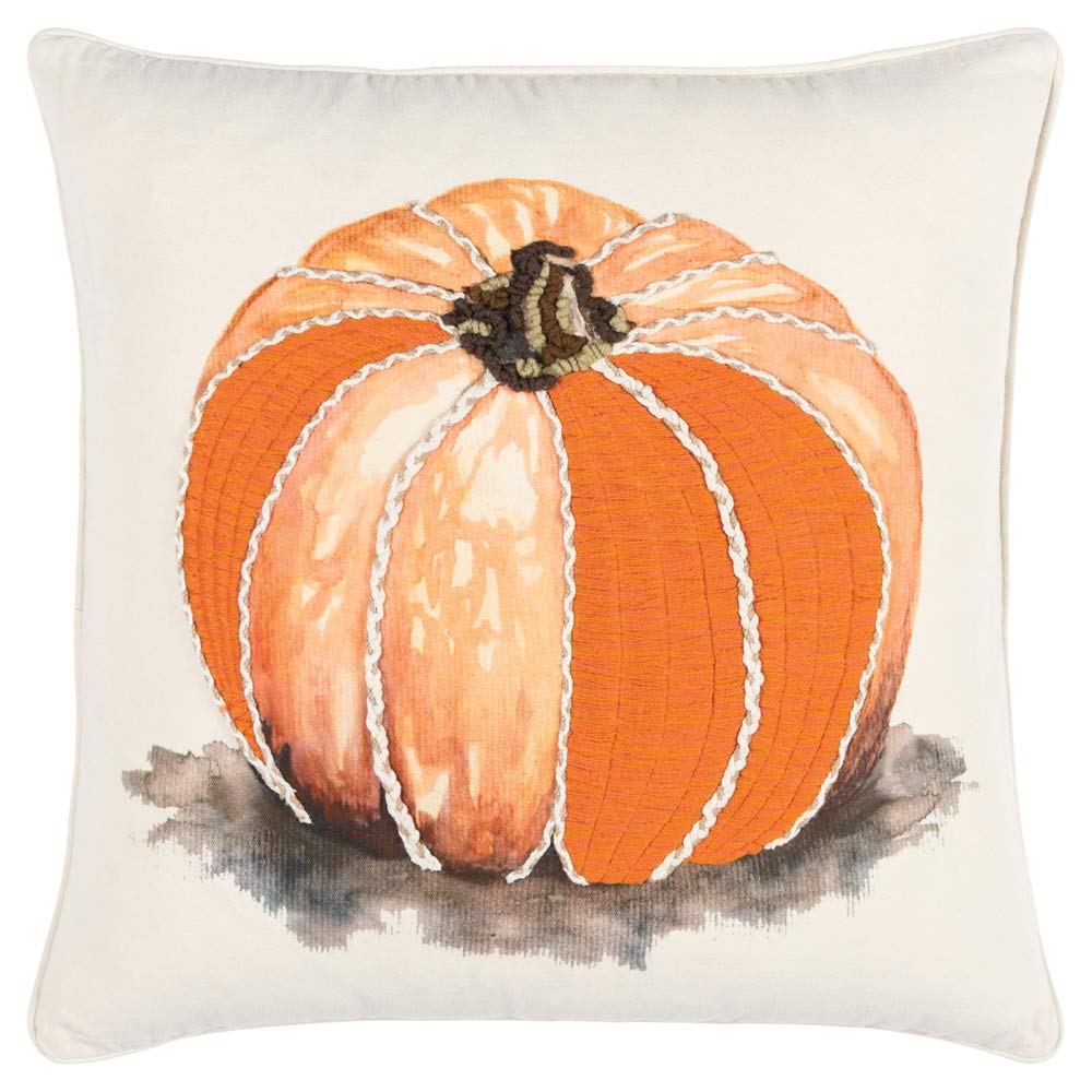 Rizzy Home Pumpkin 20&quot; x 20&quot; Down Filled Pillow with Cotton Duck Cover-Orange