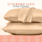 Elegant Comfort Silky And Luxurious 2-Piece Satin Pillowcase Set For Healthier Skin And Hair, Hidden Zipper Closure And Beautifully Packaged, Satin Pillowcase Set, King, Champaign