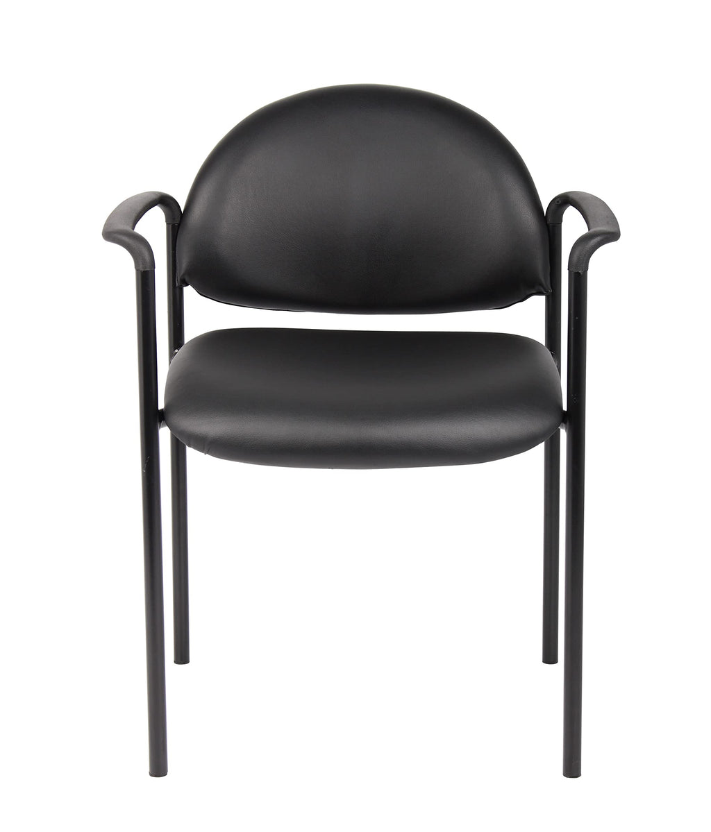 Boss Office Products Dimond Caressoft Stacking Chair With Arms In Black 250 Lbs.