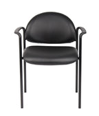 Boss Office Products Dimond Caressoft Stacking Chair With Arms In Black 250 Lbs.