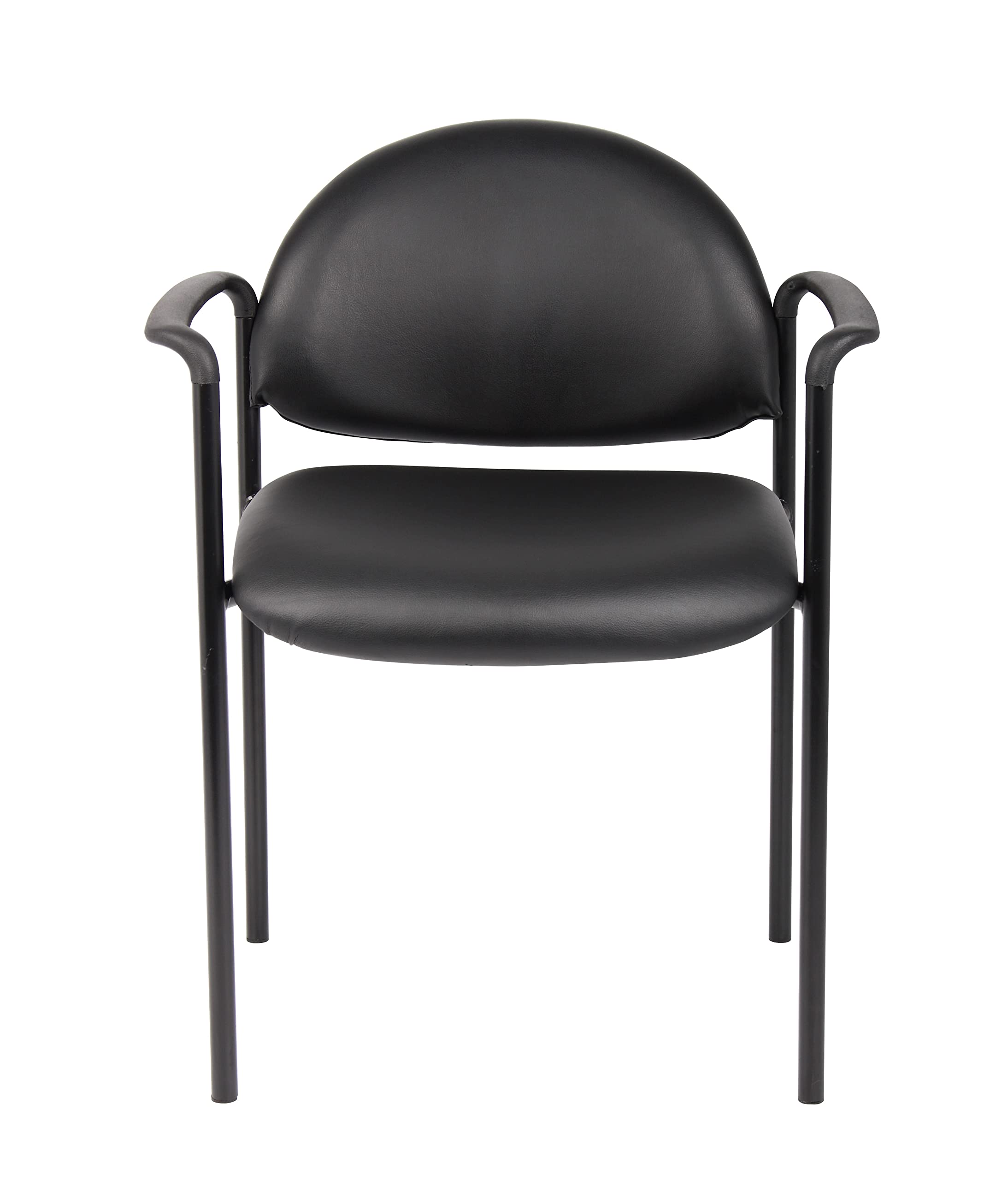 Boss Office Products Dimond Caressoft Stacking Chair With Arms In Black 250 Lbs.