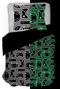 Jay Franco Trend Collector Game On Glow In The Dark Twin Comforter & Sham Set - Super Soft Kids Bedding Features Video Game Cont