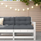 vidaXL White Solid Pine Wood Patio Chair with Anthracite Cushions, Sturdy and Stable, Rustic Look, Thickly Padded for Comfort, Modular Design for Personal Customization, Ideal for Garden/Terrace