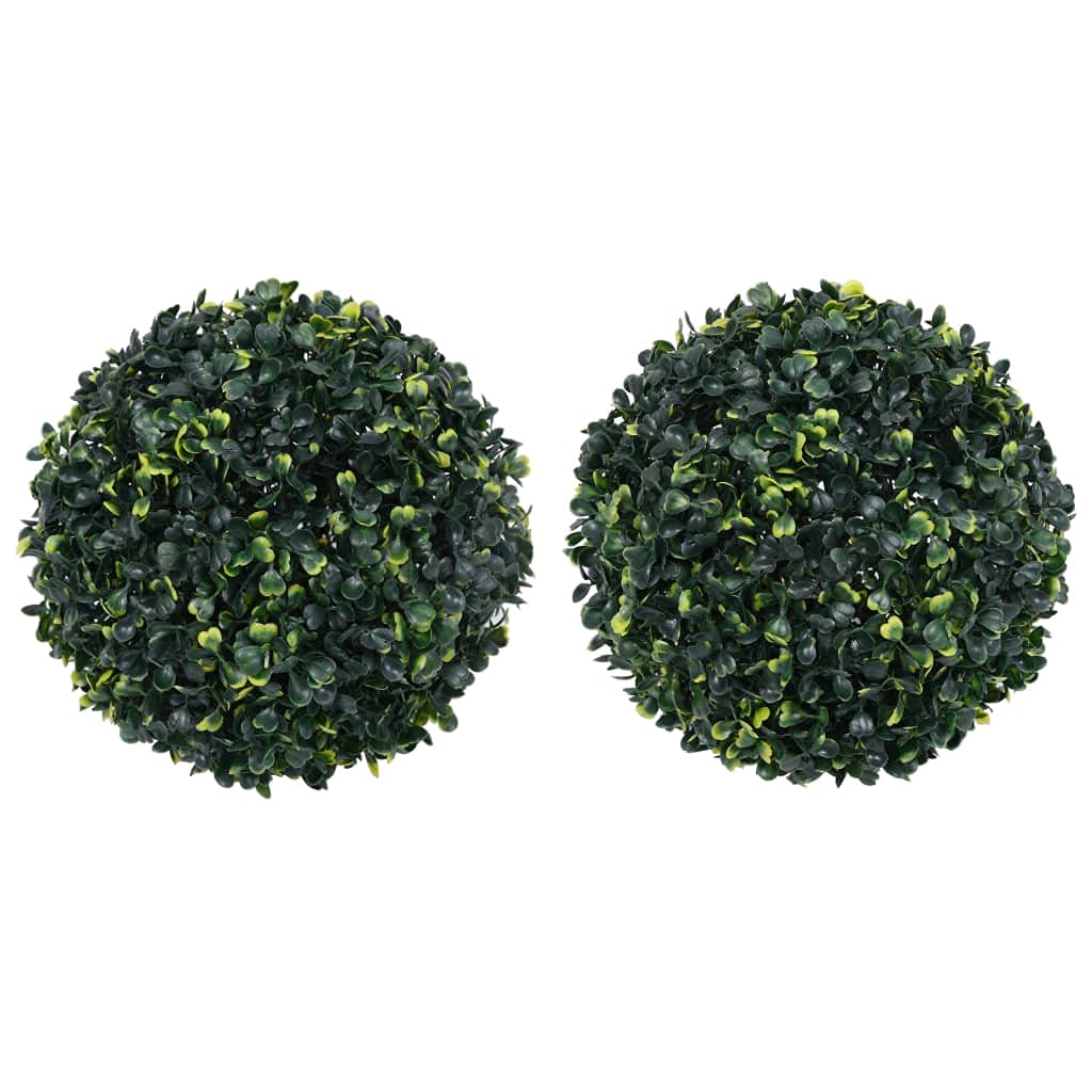 vidaXL Artificial Boxwood Balls 2 Pcs - Indoor and Outdoor Decorative Greenery - Weather-Resistant, Low Maintenance, Life-Like Plastic Boxwood Balls