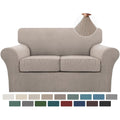 Turquoize 3 Piece Sofa Covers For 2 Cushion Couch Sofa Slipcover Soft Couch Cover For Dogs-Washable Sofa Furniture Covers With 2 Individual Cushion Covers, Thick Jacquard Fabric (Loveseat, Sand)
