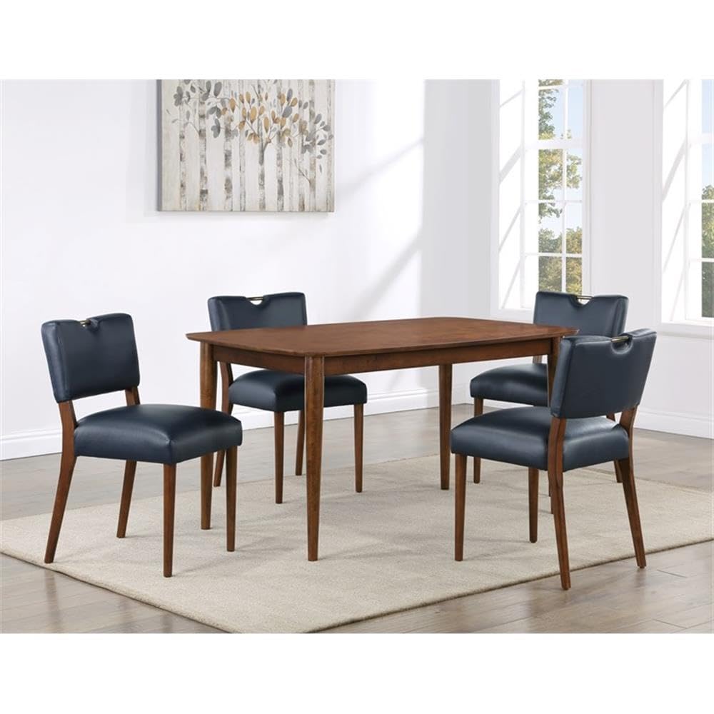 Comfort Pointe Bonito Blue Velvet 5-Piece Transitional Style Dining Set - Thumbnail 4