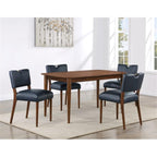 Comfort Pointe Bonito Midnight Blue Faux Leather 5-Piece Dining Set in Walnut Wood Finish