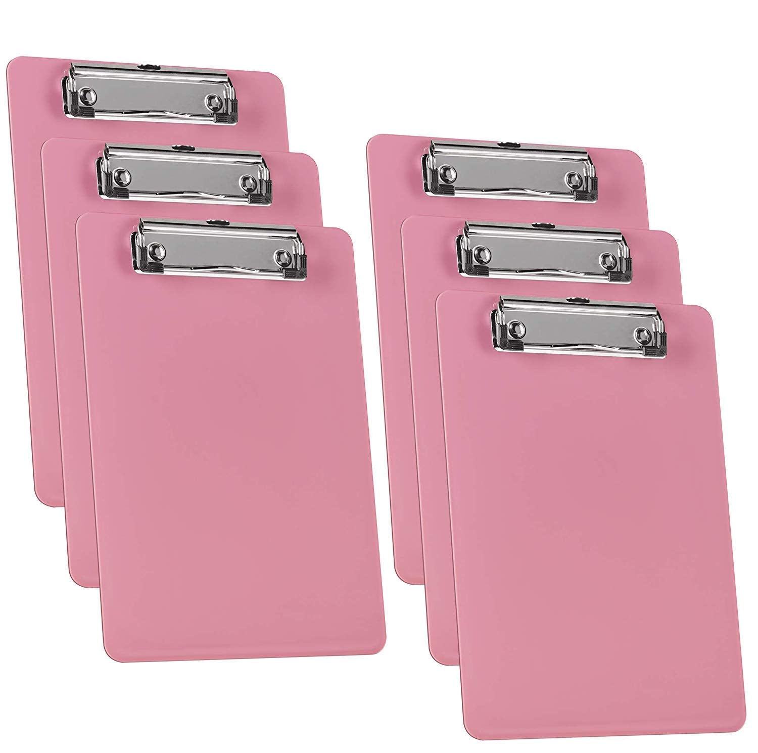 Acrimet Clipboard Memo Size A5 (9 1/4    X 6 5/16   ) Low Profile Clip (Plastic) (Solid Pink Color) (6 Pack)