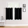 ChrisDowa Small Window Curtains for Kitchen and Bedroom - Grommet Short Thermal Insulated Room Darkening Curtains (2 Panels, Bla