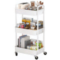 Sywhitta 3-Tier Plastic Rolling Utility Cart with Handle, Multi-Functional Storage Trolley for Office, Living Room, Kitchen, Mov
