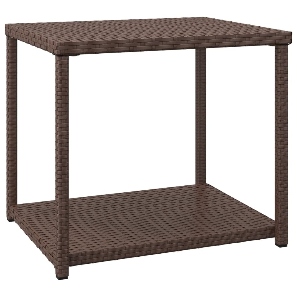 Side Table Brown 55x45x49 cm Poly Rattan