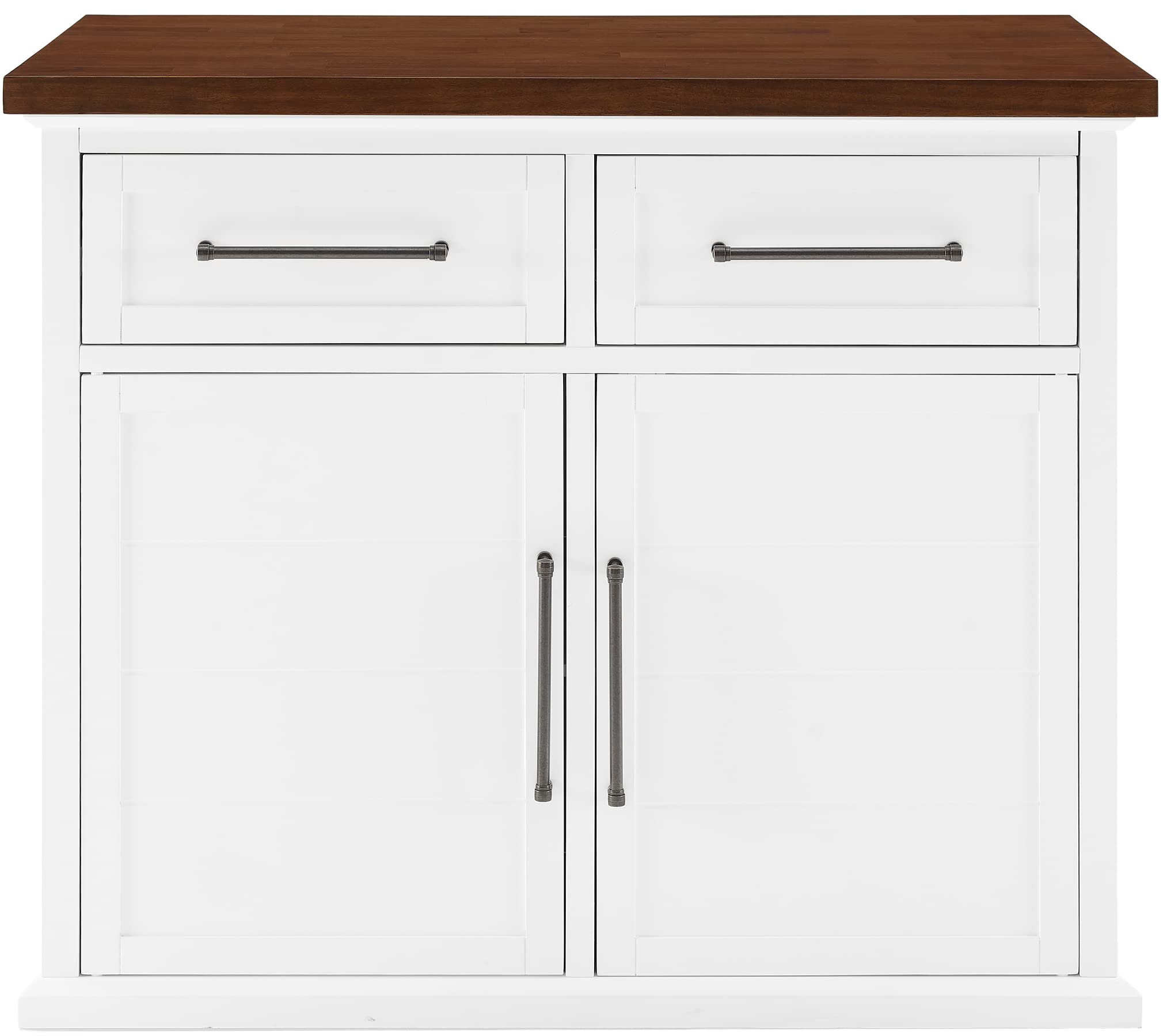 Crosley Furniture Bartlett Kitchen Island with Wood Top, White/Walnut