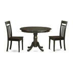 East West Furniture HLCA3-CAP-W 3 Piece Dining Set Contains a Round Dining Room Table with Pedestal and 2 Kitchen Chairs, 42x42 Inch, Cappuccino
