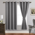 Jiuzhen Light Grey Blackout Curtains With Tiebacks Thermal Insulated, Light Blocking Noise Reducing Grommet Curtains For Bedroom And Living Room, Set Of 2 Window Curtain Panels, 60 X 63 Inch Length