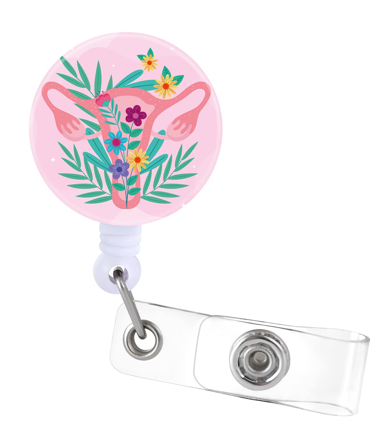 Uterus Floral Ovaries Cervix Badge Reels Holder Retractable Ob Nurses Id Clip For Nurse Name Tag Card Cute Funny Fun Cool Nursin
