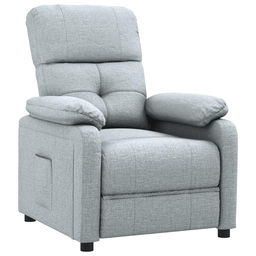 vidaXL Fabric Recliner Chair - Adjustable Backrest and Footrest, Comfortable Padding, Easy Assembly, Breathable and Durable Material, in Light Gray