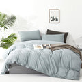 CLOTHKNOW Light Blue Comforter Set Twin 3Pcs Haze Blue Bedding Comforter Sets Dusty Blue Comforter Twin Soft Light Blue Comforte